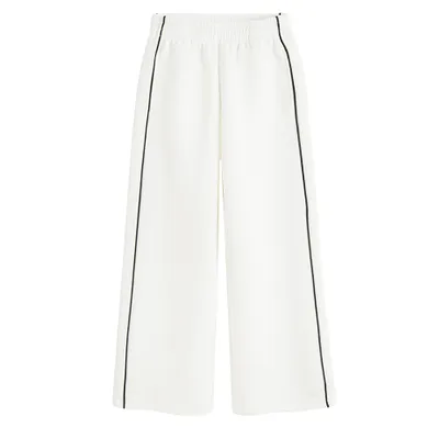 Cool Club, Pantaloni trening pentru fete, wide leg, alb