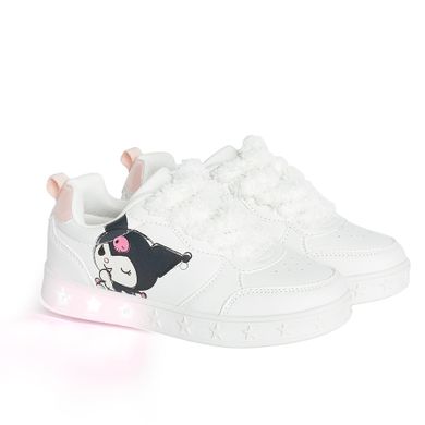Cool Club, Pantofi sport pentru fete, alb, talpa cu leduri, imprimeu Kuromi