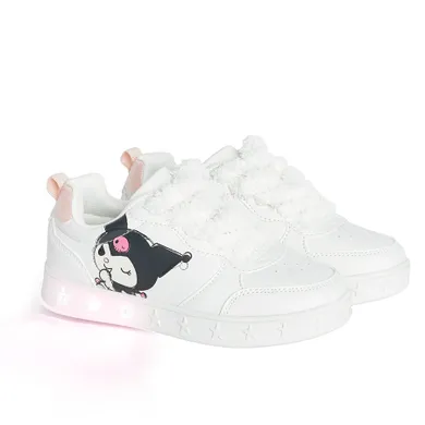 Cool Club, Pantofi sport pentru fete, alb, talpa cu leduri, imprimeu Kuromi