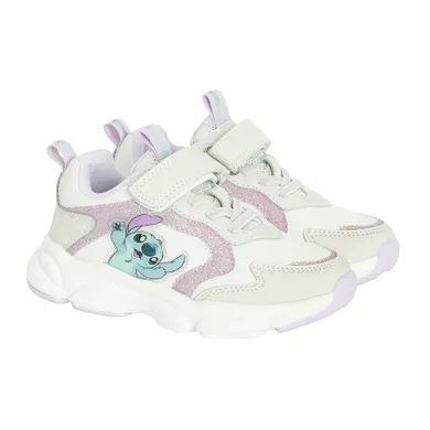 Cool Club, Pantofi sport pentru fete, alb, talpa cu leduri, imprimeu Lilo si Stitch