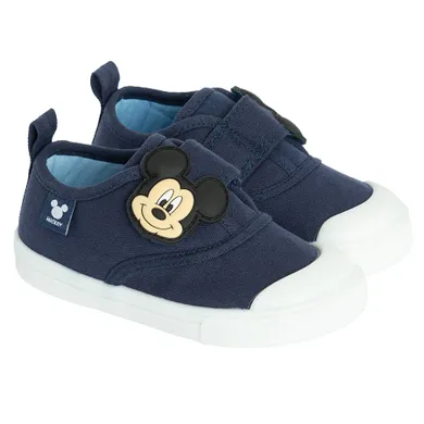 Cool Club, Papuci de casa pentru baieti, bleumarin, talpa Barefoot, imprimeu Mickey Mouse