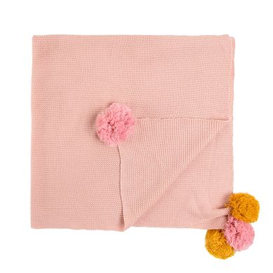 Cool Club, Patura cu pompoane pentru fetite, culoare roz deschis, 100-100 cm
