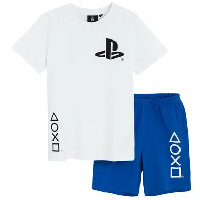 Cool Club, Pijama pentru baieti, alb-albastru, imprimeu PlayStation