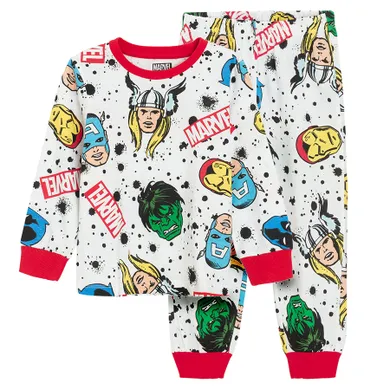 Cool Club, Pijama pentru baieti, alb, imprimeu Marvel Super Heroes