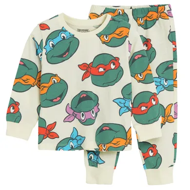 Cool Club, Pijama pentru baieti, ecru, imprimeu Teenage Mutant Ninja Turtles