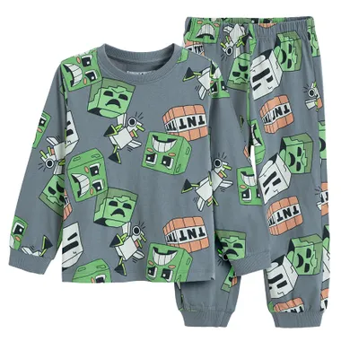 Cool Club, Pijama pentru baieti, gri, imprimeu Minecraft