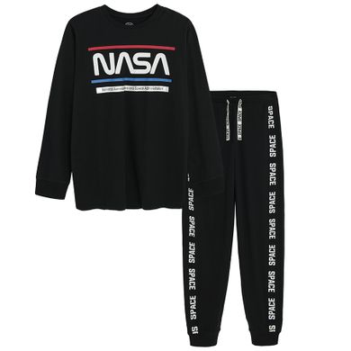 Cool Club, Pijama pentru baieti, negru, imprimeu NASA