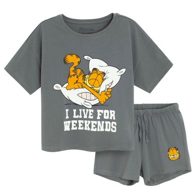 Cool Club, Pijama pentru copii, gri, imprimeu Garfield