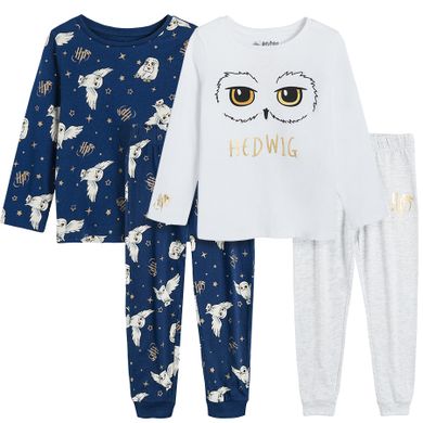 Cool Club, Pijama pentru fete, alb-gri, bleumarin, imprimeu Harry Potter, set 2 buc.