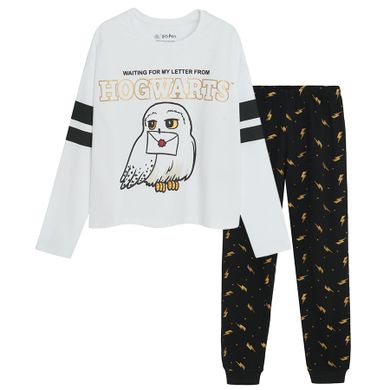 Cool Club, Pijama pentru fete, alb-negru, imprimeu Harry Potter