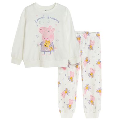 Cool Club, Pijama pentru fete, ecru, imprimeu Peppa Pig