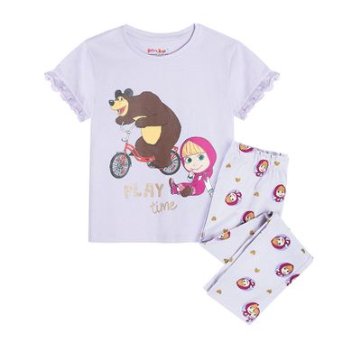 Cool Club, Pijama pentru fete, mov deschis, imprimeu Masa si Ursul