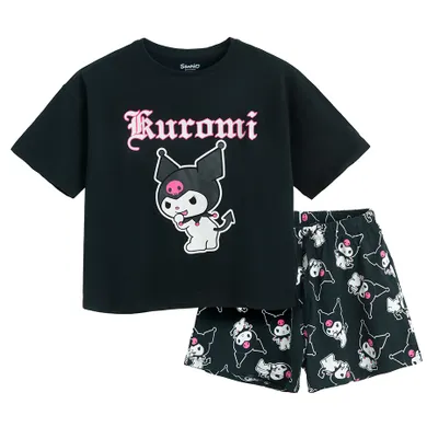 Cool Club, Pijama pentru fete, negru, imprimeu Kuromi