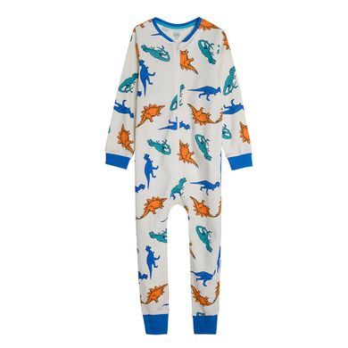 Cool Club, Pijama-salopeta pentru baieti, alb, imprimeu dinozauri