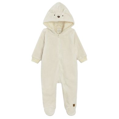 Cool Club, Pijama tip salopeta cu gluga pentru bebelusi, ecru