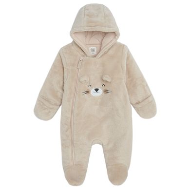Cool Club, Pijama tip salopeta cu gluga pentru fete, cu fermoar, bej