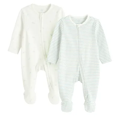 Cool Club, Pijama tip salopeta pentru baieti, alb, set, 2 buc.