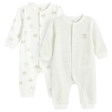 Cool Club, Pijama tip salopeta pentru baieti, alb, set, 2 buc.