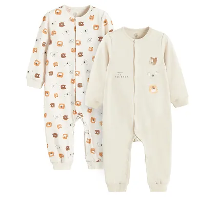 Cool Club, Pijama tip salopeta pentru baieti, bej, set, 2 buc.