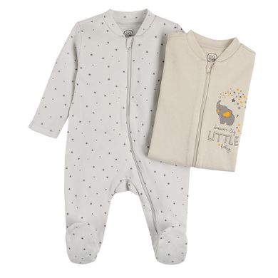 Cool Club, Pijama tip salopeta pentru baieti, gri, bej, set 2 buc.