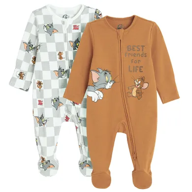 Cool Club, Pijama tip salopeta pentru baieti, mix, imprimeu Tom & Jerry, set, 2 buc.