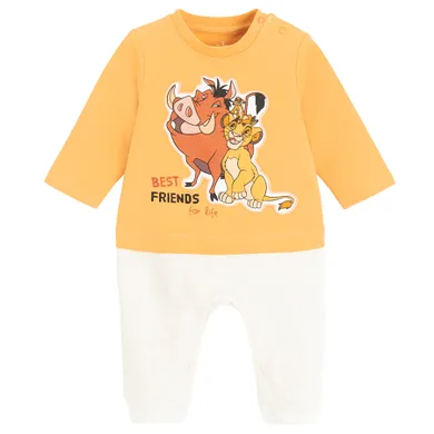 Cool Club, Pijama tip salopeta pentru baieti, mustar-gri, imprimeu Lion King