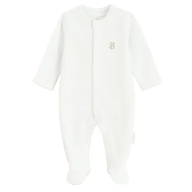 Cool Club, Pijama tip salopeta pentru bebelusi, bumbac organic, alb