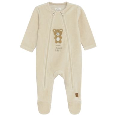 Cool Club, Pijama tip salopeta pentru bebelusi, bumbac organic, bej