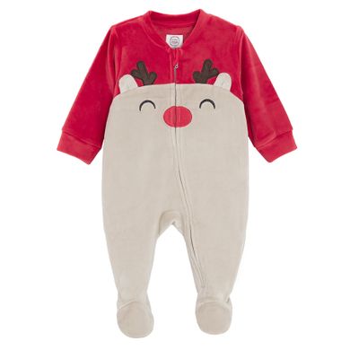 Cool Club, Pijama tip salopeta pentru bebelusi, rosu-bej