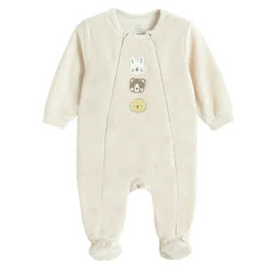 Cool Club, Pijama tip salopeta pentru bebelusi, velur, bej