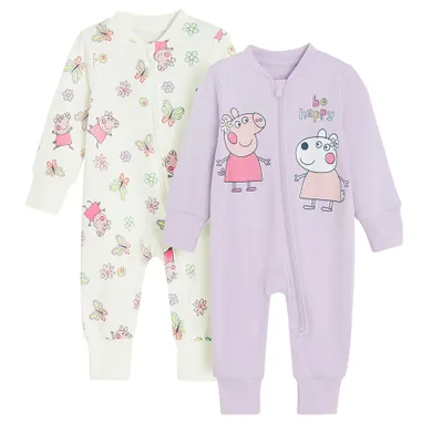 Cool Club, Pijama tip salopeta pentru fete, mix, set, 2 buc., imprimeu Peppa Pig