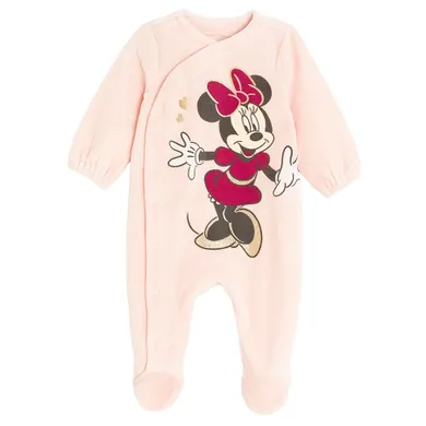 Cool Club, Pijama tip salopeta pentru fete, velur, roz, imprimeu Minnie Mouse