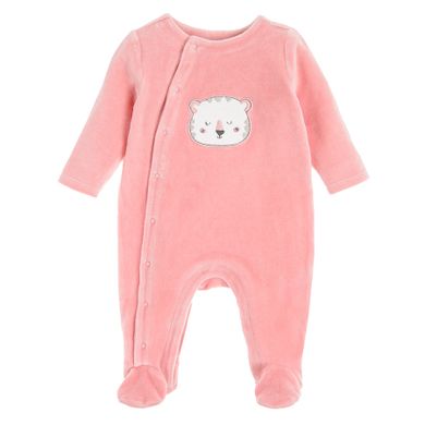 Cool Club, Pijama tip salopeta pentru fete, velur, roz, imprimeu tigru