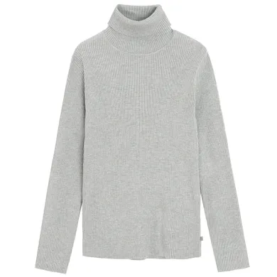 Cool Club, Pulover cu guler inalt pentru fete, din tricot striat, gri