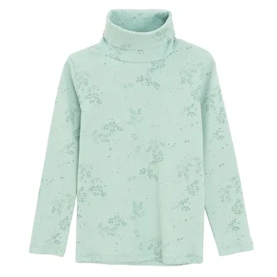 Cool Club, Pulover cu guler inalt pentru fete, din tricot striat, verde