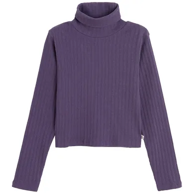 Cool Club, Pulover cu guler inalt pentru fete, din tricot striat, violet