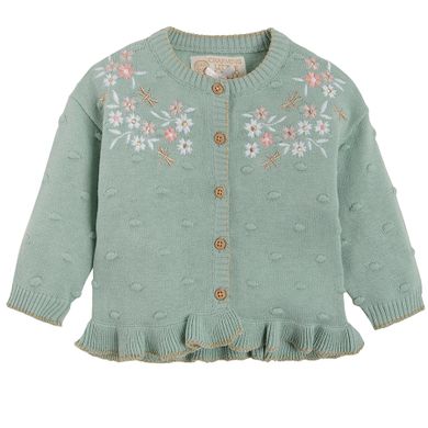 Cool Club, Pulover pentru fete, cardigan, verde, imprimeu flori