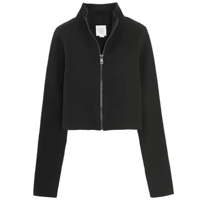 Cool Club, Pulover pentru fete, cu fermoar, crop top, negru