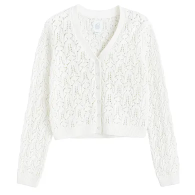 Cool Club, Pulover pentru fete, cu nasturi, alb