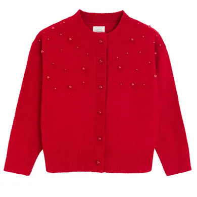 Cool Club, Pulover pentru fete, cu nasturi, rosu