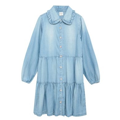 Cool Club, Rochie cu maneca lunga pentru fete, denim, cu guler