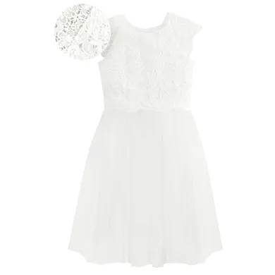 Cool Club, Rochie cu maneca scurta pentru fete, alb
