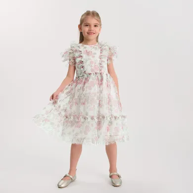 Cool Club, Rochie cu maneca scurta pentru fete, alb