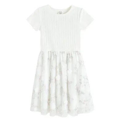 Cool Club, Rochie cu maneca scurta pentru fete, alb