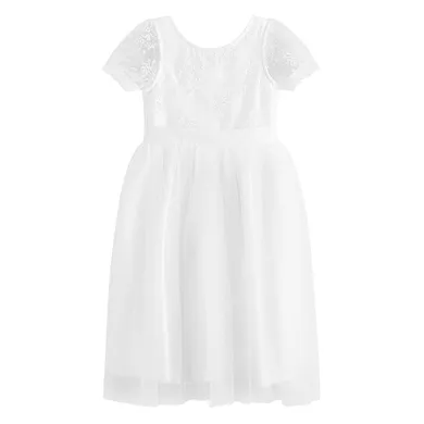 Cool Club, Rochie cu maneca scurta pentru fete, alb