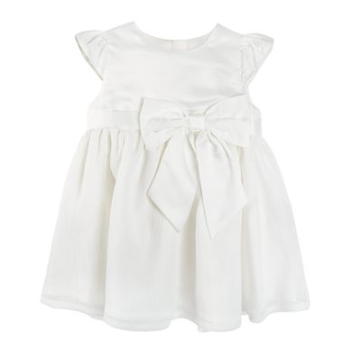 Cool Club, Rochie cu maneca scurta pentru fete, alb, cu funda