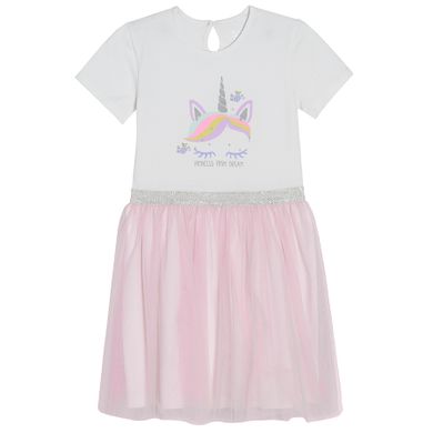 Cool Club, Rochie cu maneca scurta pentru fete, alb-roz