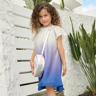 Cool Club, Rochie cu maneca scurta pentru fete, alb-violet