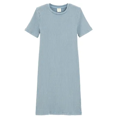 Cool Club, Rochie cu maneca scurta pentru fete, din tricot striat, albastru