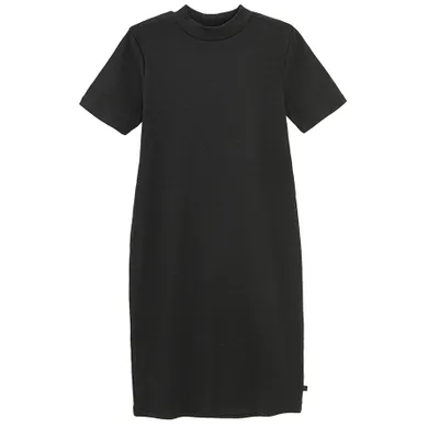 Cool Club, Rochie cu maneca scurta pentru fete, din tricot striat, negru